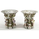 A PAIR OF SITZENDORF PORCELAIN COMPORTS