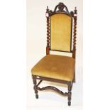 A VICTORIAN ROSE WOOD PRIE DIEU, with padded back and seat, on front turned legs; together with