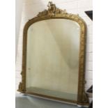 A VICTORIAN GILT AND GESSO OVERMANTEL,