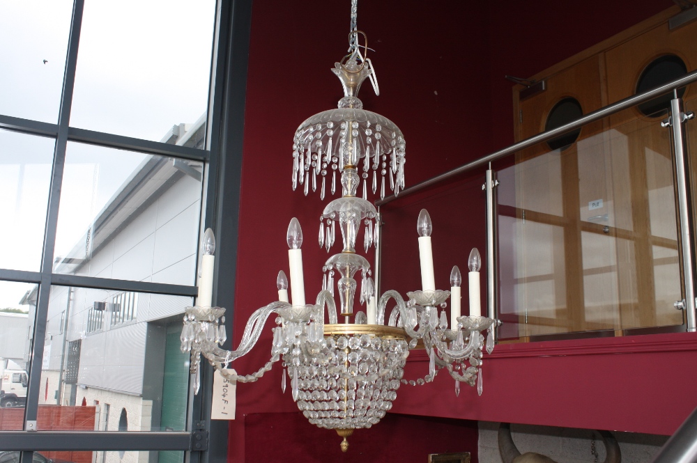 A fine cutglass and gilt brass chandelie