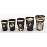 A SET OF FIVE MONOGRAMMED VICTORIAN SILV