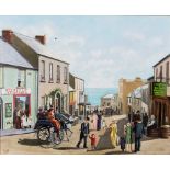 KEN O' NEIL (B.1967), Main Street, Tramore, A Retrospective View, O.O.C, 26in (66cm)h x 32in (81cm).