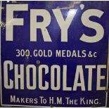A GOOD LARGE FRY'S CHOCOLATE ENAMEL ADVERTISING WALL SIGN, inscribed Makers to the King, by Chromo