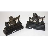 A PAIR OF VICTORIAN BRONZE AND CAST IRON