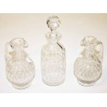 A PAIR OF CUTGLASS JUGS,   each with str