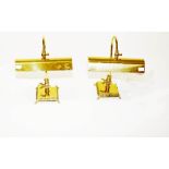 A PAIR OF HEAVY BRASS DESK LIGHTS,