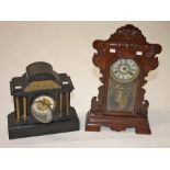 AN AMERICAN WALNUT CASED MANTEL CLOCK,