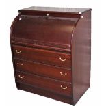 A MODERN MAHOGANY CYLINDER WRITING DESK,