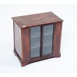 A GEORGE III PERIOD INLAID MAHOGANY TABLE TOP CABINET, with two glazed doors flanked to either