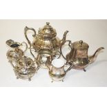 A THREE PIECE SILVER PLATED TEA SERVICE,