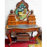 A VERY ORNATE LATE 19TH CENTURY FRENCH WALNUT DUCHESS TYPE DRESSING TABLE,