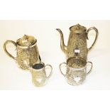 A VICTORIAN FOUR PIECE SILVER PLATED TEA AND COFFEE SERVICE,