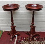 A PAIR OF UNUSUAL MAHOGANY JARDINIERE STANDS, 
O.R.M.