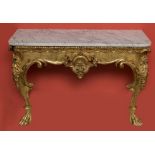 A FINE 19TH CENTURY GILT CONSOLE TABLE,