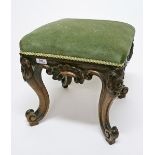 AN IRISH VICTORIAN CARVED ROSEWOOD FOOT STOOL, 
by Willams & Gibton no.