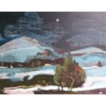 SIMON ANDREWS (B. 1968), 
Abstract Moonlit Winter Landscape, O.O.C.