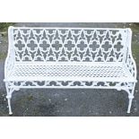 A PAIR OF HEAVY GOTHIC STYLE CAST IRON GARDEN BENCHES,
