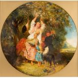 19TH CENTURY ENGLISH SCHOOL, 
Peasants Picking Blossoms, in a woodland scene, O.O.C.