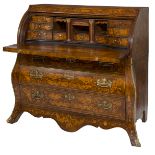 A VERY FINE 18TH CENTURY DUTCH MARQUETRY CYLINDER BUREAU,