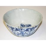 A LATE 18TH CENTURY BLUE AND WHITE DELFT BOWL, 
probably Liverpool,