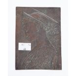 A bronzed lead Relief,
depicting a profile Portrait of a Lady, 5 1/2" x 4" (14cms x 10cms).
