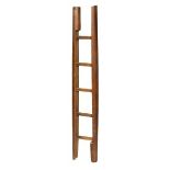 A LATE 19TH CENTURY PITCH PINE FOLD UP LIBRARY POLE LADDER, 
with five steps, 65in (165cm)h.