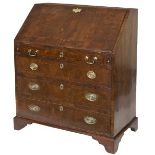 A FINE GEORGE III CHECKER STRUNG EWE WOOD BUREAU, probably Irish,