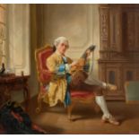 JOSEPH PAYTON (19TH CENTURY),
Interior Scene, with gentleman playing the mandolin, O.O.P.