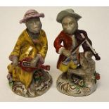 A CONTINENTAL PORCELAIN TWO PIECE MONKEY ORCHESTRA, 
O.R.M., 9.25in (24cm)h.