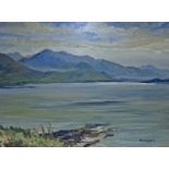 BASIL SPACKMAN (1895-1971)
Lake Scene with Mountains Beyond, oil on board, signed lower right, 17.