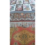 A MODERN INDIAN KELIM RUG, 
with rectangular panels; another oriental style wool rug,