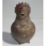 AN ANTHROPOMORPHIC WATER JAR, Djenne, Mali, of terracotta, modelled as a female bust with kitab.