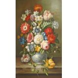 20TH/21ST CENTURY, 
A colourful still life, Vase of Flowers, O.O.C., 35in (89cm)h x 23in (59cm).