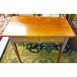 AN INLAID MAHOGANY TWO DRAWER SIDE TABLE OR DRESSING TABLE, 
O.R.M.