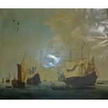 19TH CENTURY SCHOOL, Dutch Men O' War by a Harbour, oil on canvas, 28in (70cm) high, 32in (82cm).