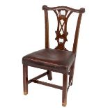 A SET OF SIX IRISH EIGHTEEN CENTURY STYLE MAHOGANY DINING CHAIRS,