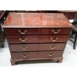 A GEORGE III PERIOD MAHOGANY AND CROSS BANDED CHEST,