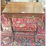 A RECTANGULAR ROSEWOOD LADIES WORK TABLE,
with long frieze drawer,