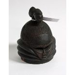 A SOWEI SOCIETY HELMET MASK,
Mende, Sierra Leone, comprising wood with Janus heads, 30cm x 22cm.