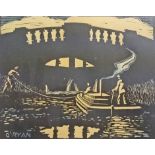 FERGUS O'RYAN, 
a coloured lithograph, Canal Bridge, signed and inscribed.