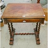 A VICTORIAN MAHOGANY LADIES WORK TABLE, 
the rectangular moulded top above a frieze drawer,