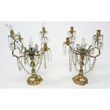 A PAIR OF FRENCH ROCOCO STYLE GILT BRASS CANDELABRA,