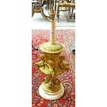 A COMPOSITION GILT VASE SHAPED TABLE LAMP,