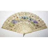 AN ATTRACTIVE HAND PAINTED FAN, 
c.