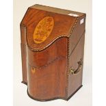 A GEORGE III PERIOD INLAID MAHOGANY KNIFE BOX,