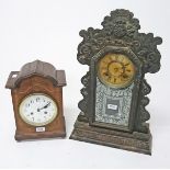 AN INLAID MAHOGANY MANTELCLOCK, 
early 20th century,