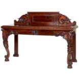 A LATE WILLIAM IV OR EARLY VICTORIAN MAHOGANY SERVING/ SIDE TABLE, 
probably Irish,