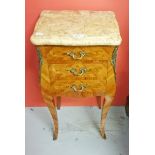 AN ATTRACTIVE PAIR OF MARQUETRY INLAID KINGWOOD PETIT COMMODES,