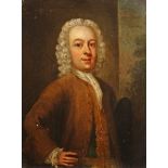 LATE 18TH CENTURY IRISH SCHOOL,
Portrait of a Gentleman, wearing a white powdered wig,  jacket,