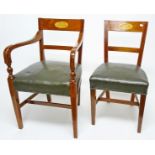 A SET OF 6 (4+2) IRISH GEORGE III STYLE MAHOGANY DINING CHAIRS, 
O.R.M.